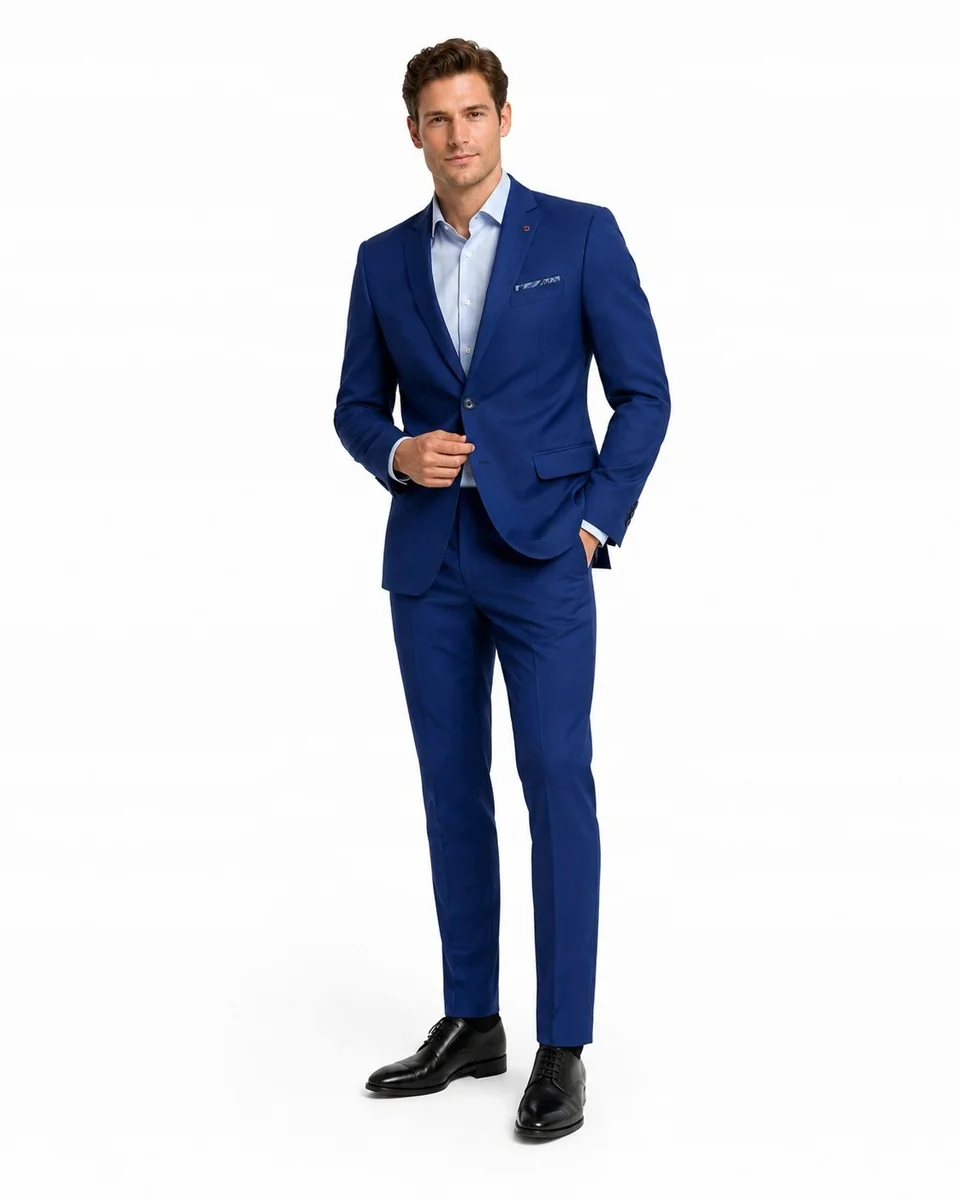 GARNITUR MĘSKI ELEGANCKI NIEBIESKI SLIM FIT 46/176