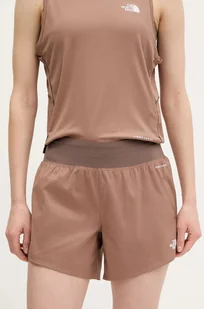 The North Face szorty sportowe Sunriser damskie kolor brązowy wzorzyste high waist NF0A8BC15K21 - Spodnie sportowe damskie - miniaturka - grafika 1