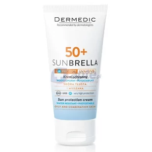 Dermedic Sunbrella SPF50+ krem ochronny UV+IR skóra tłusta i mieszana 50g - Balsamy i kremy do opalania - miniaturka - grafika 1