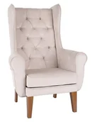 Taborety i hokery - -8% z kodem AUTUMN - Fotel Uszak Chesterfield beżowy, wygodny, miękki, tapicerowany, z pikowaniem, do salonu, do kawiarni, klasyczny - miniaturka - grafika 1