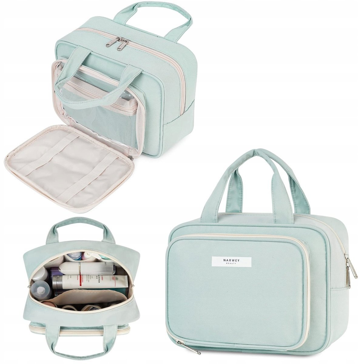 DUŻA POJEMNA KOSMETYCZKA PODRÓŻNA DAMSKA MĘSKA PREZENT DLA NIEJ