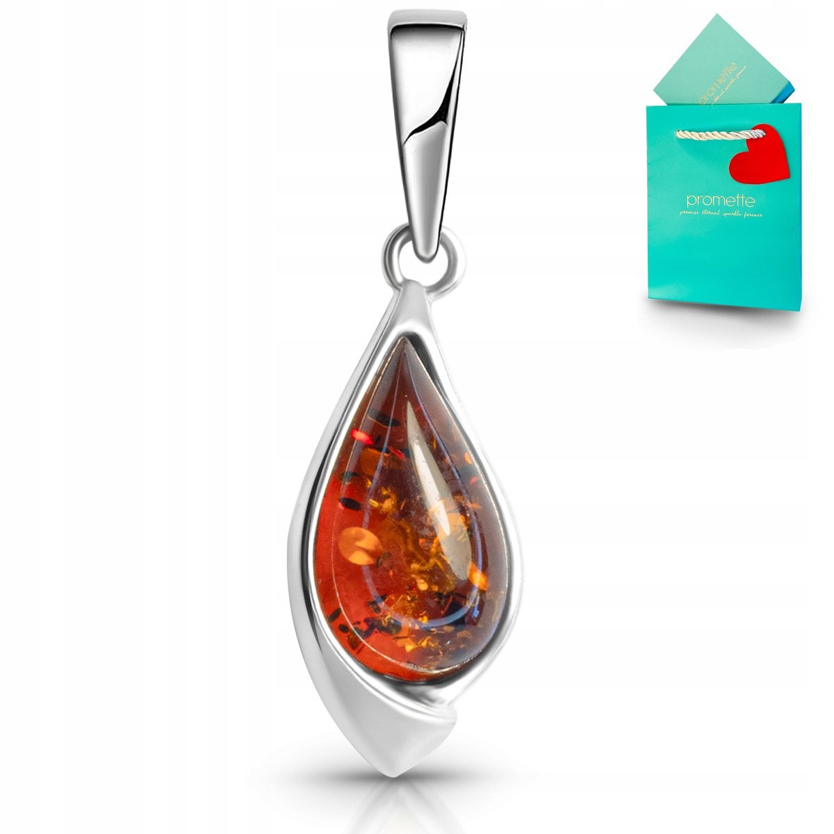 Wisiorek z bursztynem zawieszka biżuteria bursztyn bałtycki srebro 925