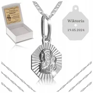 Biżuteria dla dzieci - SREBRNY ŁAŃCUSZEK + MEDALIK MATKA BOSKA 925 PREZENT KOMUNIA CHRZEST GRAWER - miniaturka - grafika 1