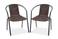 Fotele i krzesła ogrodowe - Zestaw KRZESEŁ Krzesło Ogrodowe SIMPLE Brązowe na Taras metal Komplet 2szt - miniaturka - grafika 1