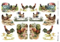Decoupage - Papier ryżowy ITD A4 R471 kury Wielkanoc - miniaturka - grafika 1