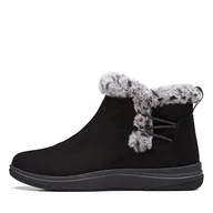 Botki damskie - Clarks Damskie botki Breeze Fur, Czarna tkanina, 40 EU - miniaturka - grafika 1
