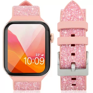 Kingxbar Crystal Fabric Band pasek bransoletka do Watch 6 / SE / 5 / 4 / 3 / 2 (40mm / 38mm) silikonowy pasek kryształowa opaska różowy - Etui i futerały do telefonów - miniaturka - grafika 1