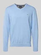 Swetry męskie - Sweter z dzianiny z dekoltem w serek - miniaturka - grafika 1