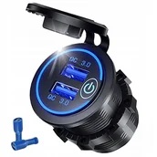 Ładowarki samochodowe - Ładowarka samochodowa KWG-P8S, dwa porty, do samochodu i motocykla - miniaturka - grafika 1