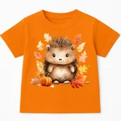 Koszulki dla dziewczynek - Pomarańczowa koszulka z Jeżem na Dzień Jeża - wzór jeż17 - miniaturka - grafika 1