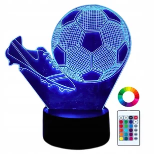 Lampka Nocna Biurkowa dla Dzieci Piłka Nożna Korki Podświetlana 3D + Pilot - Lampy stojące - miniaturka - grafika 1