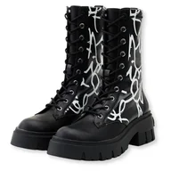 Botki damskie - Buty damskie Desigual czarne botki z graficznym wzorem-39 - miniaturka - grafika 1