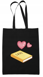 Torba EKO bawełniana czarna Book love książka 2 - Torby i wózki na zakupy - miniaturka - grafika 1