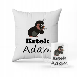 ZESTAW PODUSZKA + KUBEK PREZENT DLA DZIECKA KRECIK KRTEK KRET + IMIĘ 3 - Gadżety dla niej i dla niego - miniaturka - grafika 1