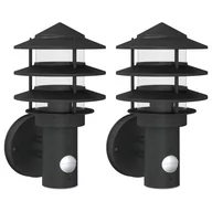 Lampy ogrodowe - vidaXL Kinkiety zewnętrzne z czujnikiem ruchu, 2 szt., czarne, stal - miniaturka - grafika 1