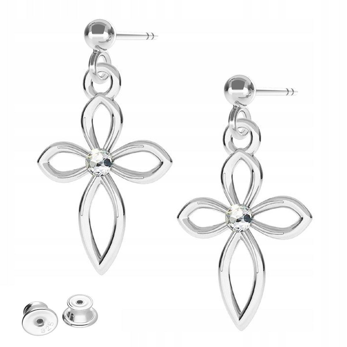 Kolczyki Srebrne Krzyże Ozdobne Krzyżyki Cross Krzyż Krzyżyk SREBRO 925