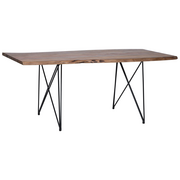 Stoły - Beliani Stół do jadalni drewniany 180 x 90 cm jasny z czarnym MUMBAI - miniaturka - grafika 1