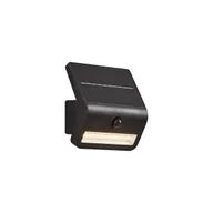 Lampy ogrodowe - QAZQA Zewnętrzna lampa ścienna czarna z LED IP54 z czujnikiem ruchu solarna - Floody - miniaturka - grafika 1