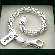 Bransolety męskie - GRUBA MĘSKA BRANSOLETKA SPLOT KRÓLEWSKI, 24cm/6mm PEŁNA, PRÓBA 925 + - miniaturka - grafika 1