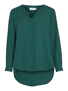 Vila Koszula damska High Low podzielony kołnierz, Pineneedle, S - Koszule damskie - miniaturka - grafika 1