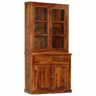 vidaXL Witryna z litego drewna sheesham, 100 x 70 x 200 cm - Witryny - miniaturka - grafika 1