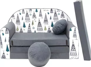 Sofa dziecięca kanapa wersalka rozkładana 160cm + podnóżek i poduszka - AJ3 - Fotele i pufy dla dzieci - miniaturka - grafika 1