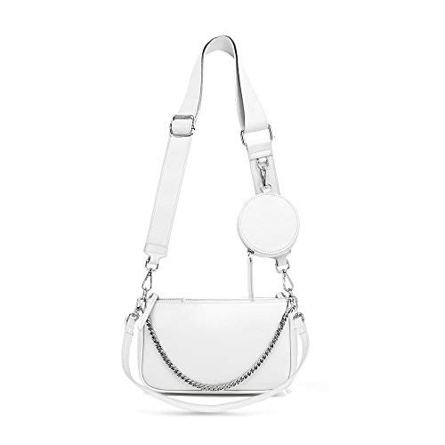 AMHDV Damskie wielofunkcyjne torby crossbody mała torba na ramię moda 3 w 1 torebka z zamkiem błyskawicznym z portmonetką, 02-biały, Small