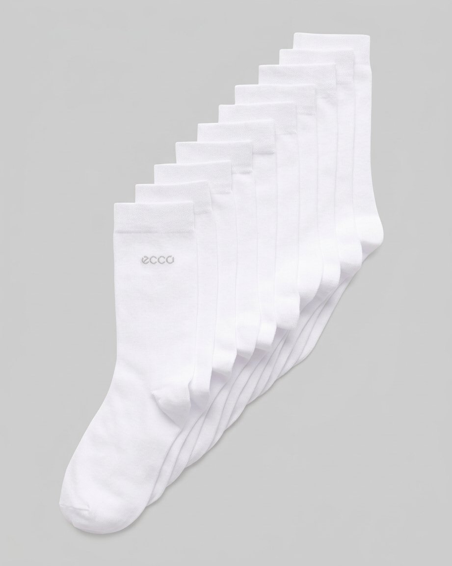 skarpetki ECCO Classic Mid Cut 5-pack, średniej długości, biały, EU 43-46