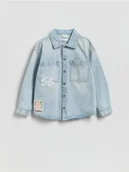 Bluzki dla chłopców - Reserved - Koszula jeansowa Spongebob - niebieski - miniaturka - grafika 1