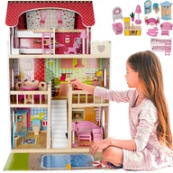 Domki dla lalek - Drewniany Domek dla Lalek + Meble i Basen LED XXL KRUZZEL - miniaturka - grafika 1