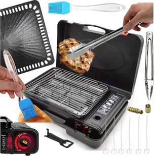 Grill Na Kartusze Gazowe Kuchenka Gazowa Turystyczny Przenośny Z Patelnią - Grille gazowe - miniaturka - grafika 1