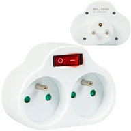 Gniazdka elektryczne - ROZGAŁĘŹNIK PODWÓJNY Z WYŁĄCZNIKIEM 2 GNIAZDA Z/U BIAŁY Z UZIEMIENIEM - miniaturka - grafika 1