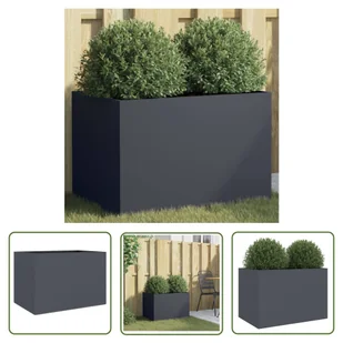 The Living Store Donica - antracytowa - 62x40x39 cm - stal - Doniczka - Donice - miniaturka - grafika 1