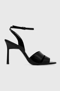 Sandały damskie - Calvin Klein sandały skórzane GEO STIL SANDAL 90HH kolor czarny HW0HW01462 - grafika 1