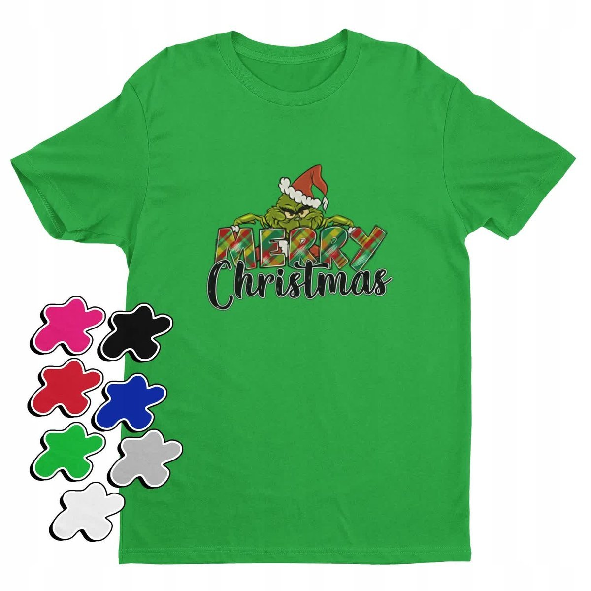 Koszulka T-Shirt Dziecięca Z Nadrukiem Grinch Święta Prezent -L 146-152