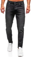 Spodnie męskie - Czarne spodnie jeansowe męskie regular fit Denley 6644 - miniaturka - grafika 1