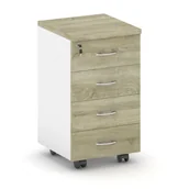 Szafki biurowe - B2B Partner Szafka na kółkach MIRELLI A+, 400x480x650 mm, biały/dąb sonoma 437487 - miniaturka - grafika 1