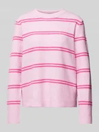Swetry damskie - Sweter z dzianiny o kroju regular fit z wełny ze wzorem w paski model ‘OLIVIA’ - miniaturka - grafika 1