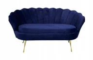 Sofy i kanapy - Sofa glamour muszelka 2ES niebieska nogi złote - miniaturka - grafika 1