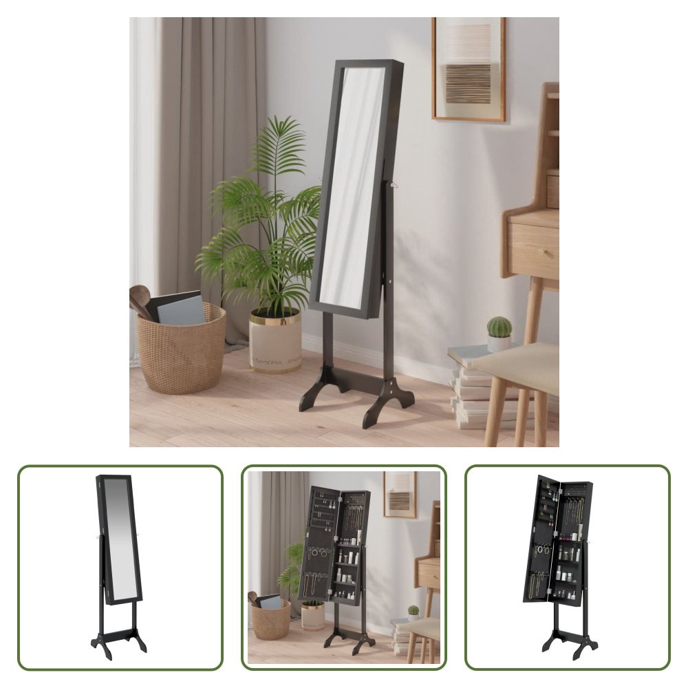 The Living Store Lustro stojące czarne 34x37x146 cm