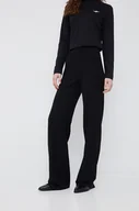 Spodnie damskie - Emporio Armani spodnie damskie kolor czarny proste high waist - miniaturka - grafika 1