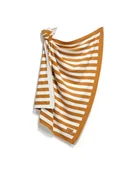 Koce i narzuty dla dzieci - La Millou Kocyk bawełniany Tender 80x100cm paski Cream brulee - miniaturka - grafika 1