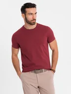 Koszulki męskie - Klasyczny T-shirt męski bawełniany BASIC - bordowy V16 OM-TSBS-0236 M - miniaturka - grafika 1