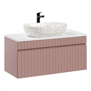 Szafka Łazienkowa Wisząca z Umywalką 82-100-D-1S Iconic Rose Comad Antyczna Róża, Alpejska Biel - Szafki łazienkowe - miniaturka - grafika 1