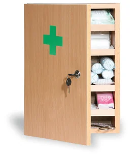 B2B Partner Drewniana apteczka ścienna, 43x30x14 cm, buk, bez zawartości lék.dř-buk - Apteczki i materiały opatrunkowe - miniaturka - grafika 1