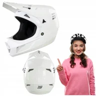 Kaski rowerowe - Kask Rowerowy Rozm S 55-56 CM Regulowany Biały Full Face Z Daszkiem - miniaturka - grafika 1
