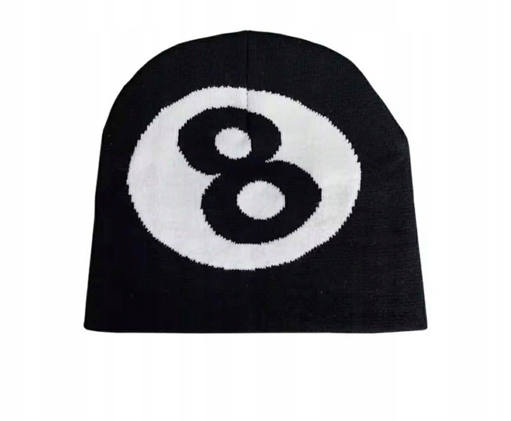 Czapka Beanie w Stylu Y2K Kula Bilardowa 8 Czarna Bilard Streetwear Prezent