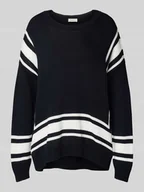 Swetry damskie - Sweter z dzianiny o kroju oversized z okrągłym dekoltem - miniaturka - grafika 1