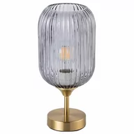 Lampy stojące - Polux Loftowa LAMPA biurkowa SUFFOLK 318886 szklana LAMPKA plisowana tuba stołowa sypialniana przydymiona 318886 - miniaturka - grafika 1