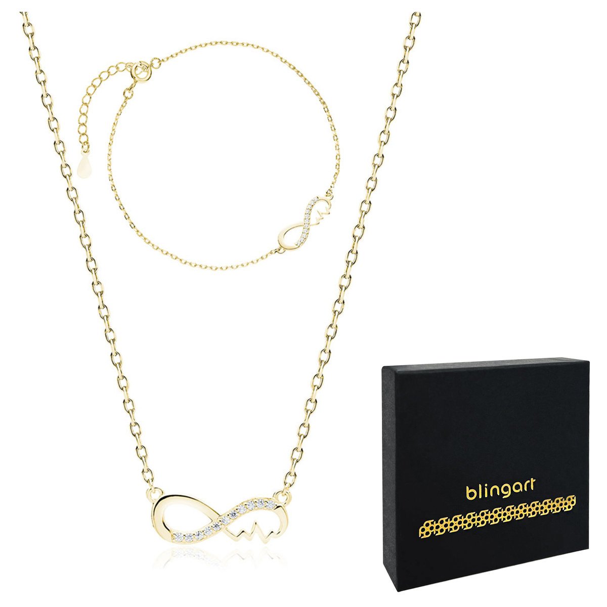 Komplet pozłacany NIESKOŃCZONOŚĆ naszyjnik i brans